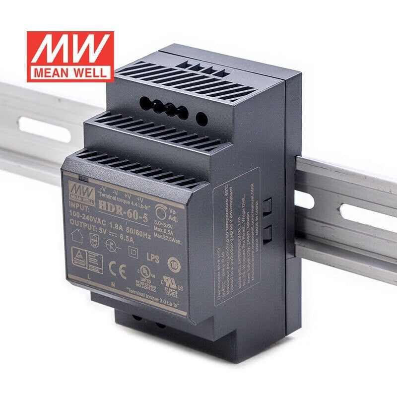 Mean Well HDR-60 Series DIN Rail Power Supply 15W 5V 12V 24V 48V