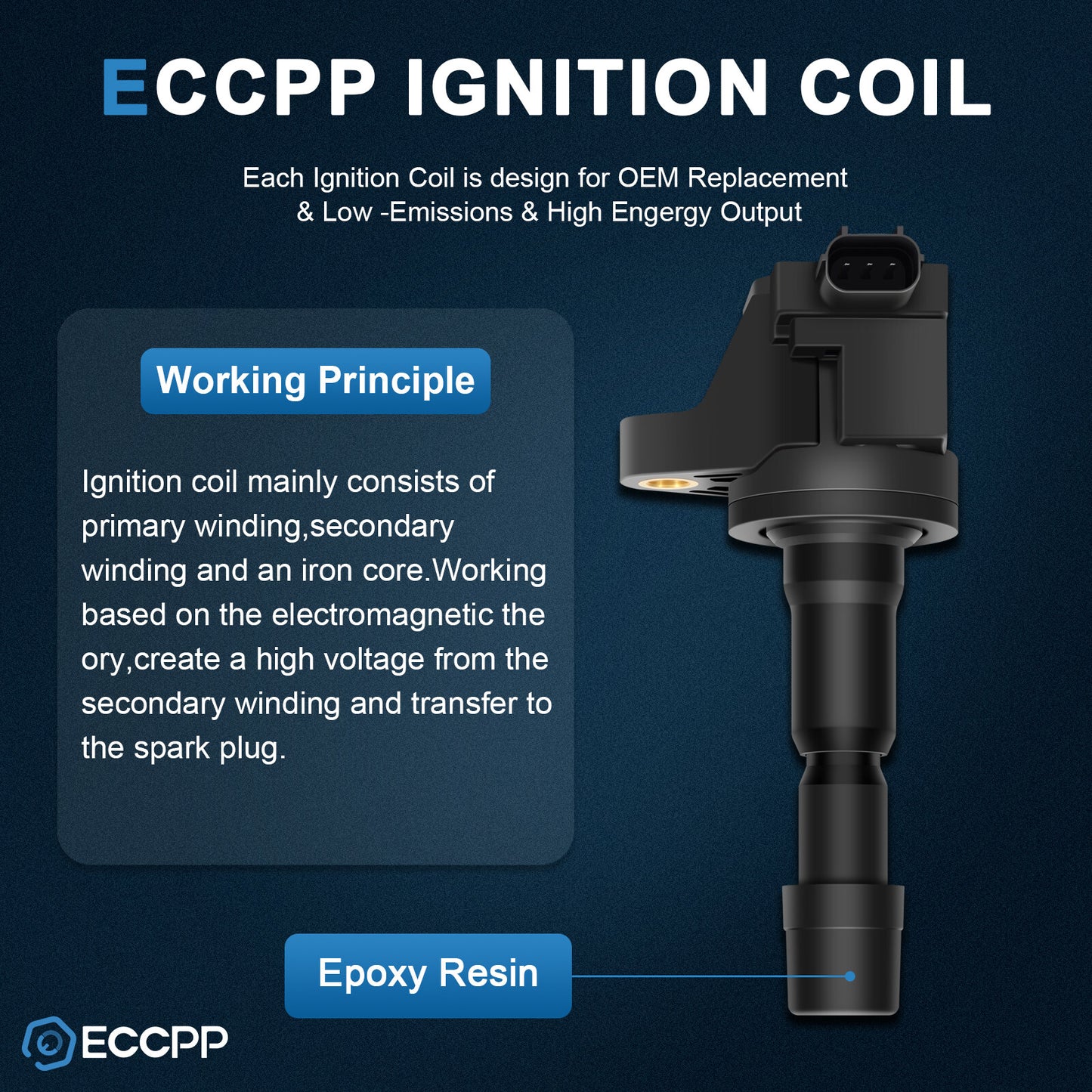 ECCPP 4 Ignition Coils For 2011-2016 Honda CR-Z 2009-2013 Honda Fit 1.5L L4