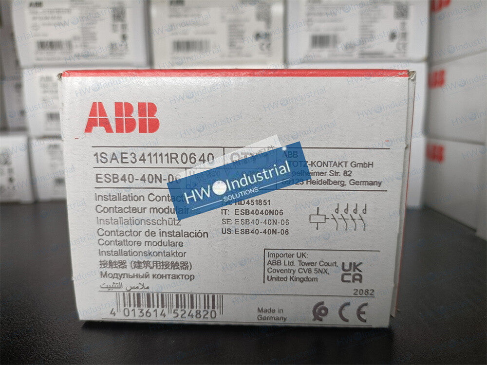 1/Piece ESB40-40N-06 ABB Building Specific 40A Contactor Coil Voltage 230VAC/DC