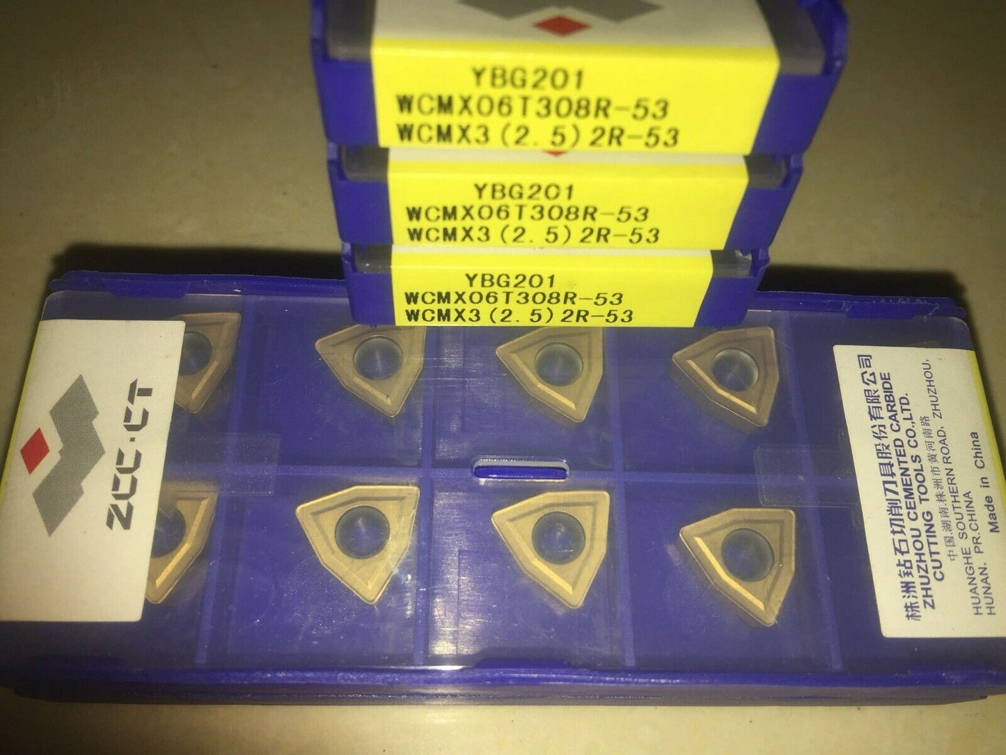 10pcs ZCC.CT WCMX06T308R-53 YBG201 WCMX32.52R-53 CNC blade carbide inserts