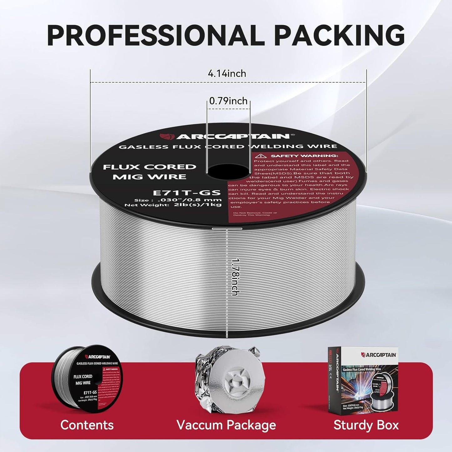 Flux Core Welding Wire .030, E71T-GS Mig Welding Wire 2-Pound Spool Gasless Mild