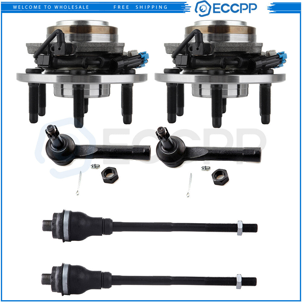 6x Front Steering Tie Rod End Wheel Bearning Hub For 2002-2006 Cadillac Escalade