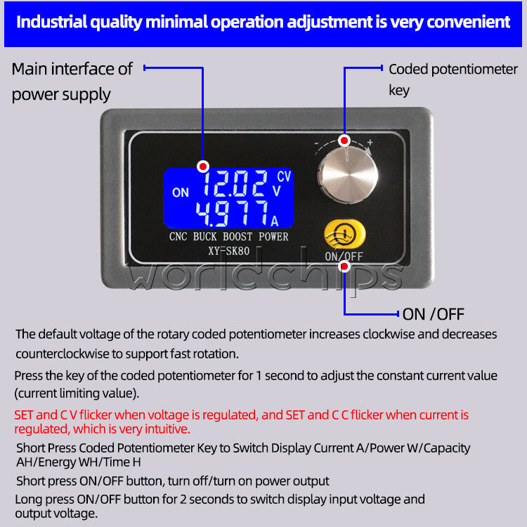 SK80 DC Adjustable Automatic Buck Boost Constant Voltage Power Supply Module