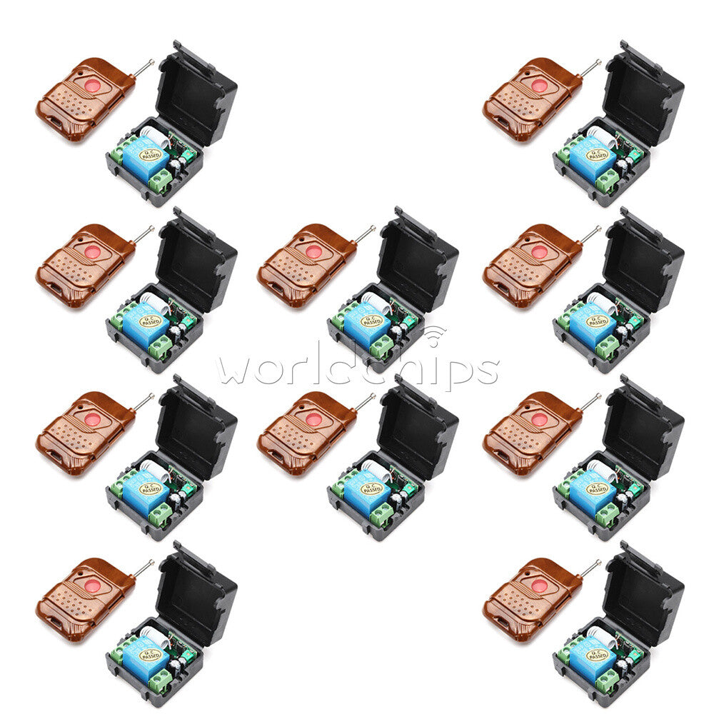 10PCS DC 12V  10A Wireless RF Remote Control Switch Transmitter Receiver Relay