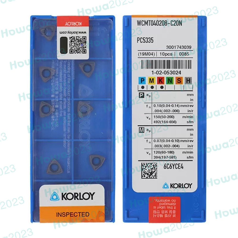 10Pieces/Box KORLOY WCMT040208-C20N PC5335 Turning Blade Carbide Inserts
