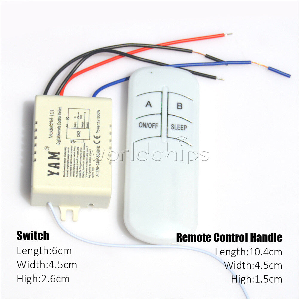 1/2/3/4 Way 220V Wireless Remote Control Switch Light Lamp Receiver Transmitter