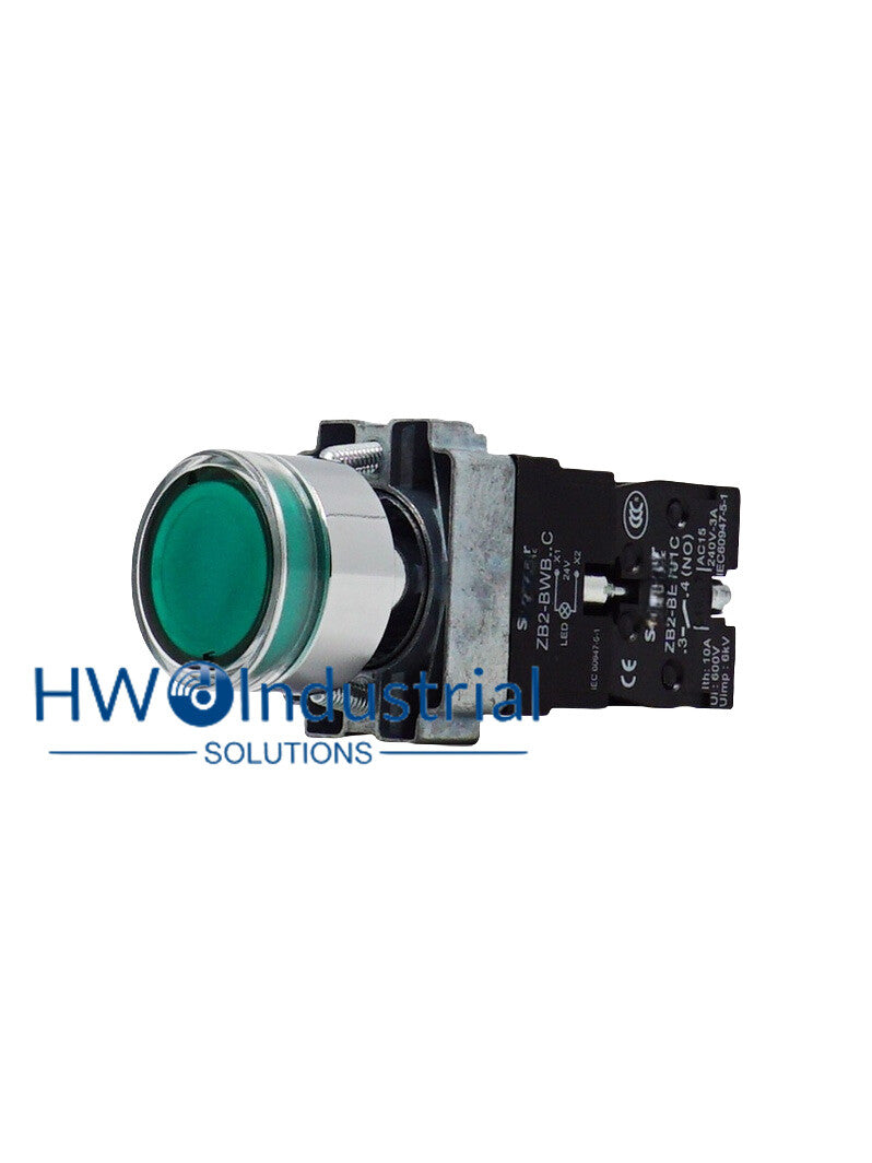 1PC LED Light Self Reset Button Switch XB2BW33B1C XB2-BW33B1C Green 1NO 24V