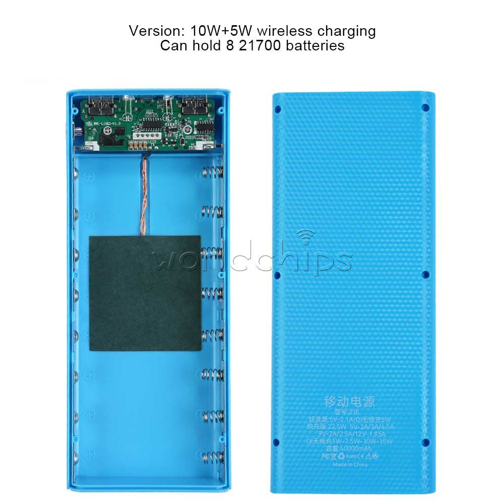 Removable Battery Power Bank DIY 8 Batteries Fast Wireless Charging Welding-Free