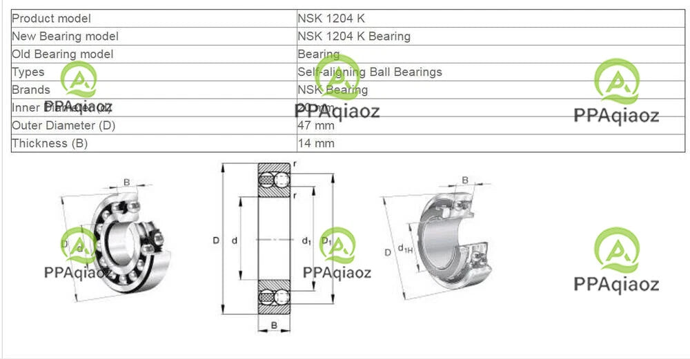 2PCS NSK 1204 K Self-Aligning Ball Bearings 20x47x14mm #P