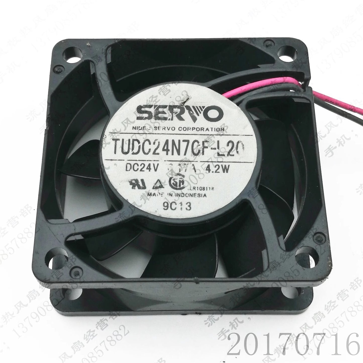 SERVO TUDC24N7CF-L20 6025 DC24V 0.17A 4.2W 6CM 2-Wire Inverter Cooling Fan