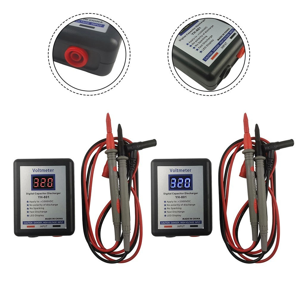 800V Digital Capacitor Discharge Tool with DC Voltmeter for Electronics