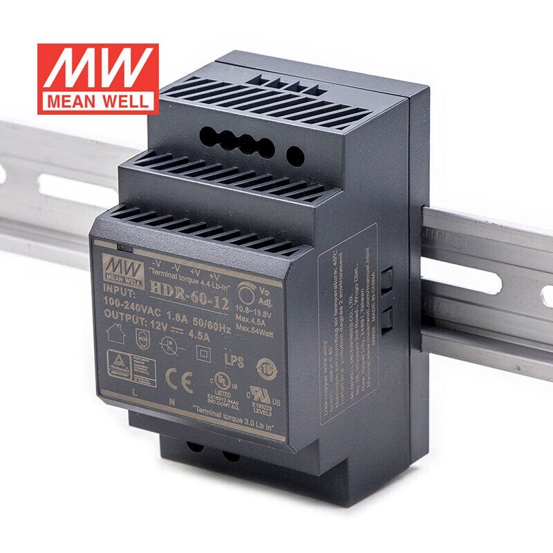 Mean Well HDR-60 Series DIN Rail Power Supply 15W 5V 12V 24V 48V