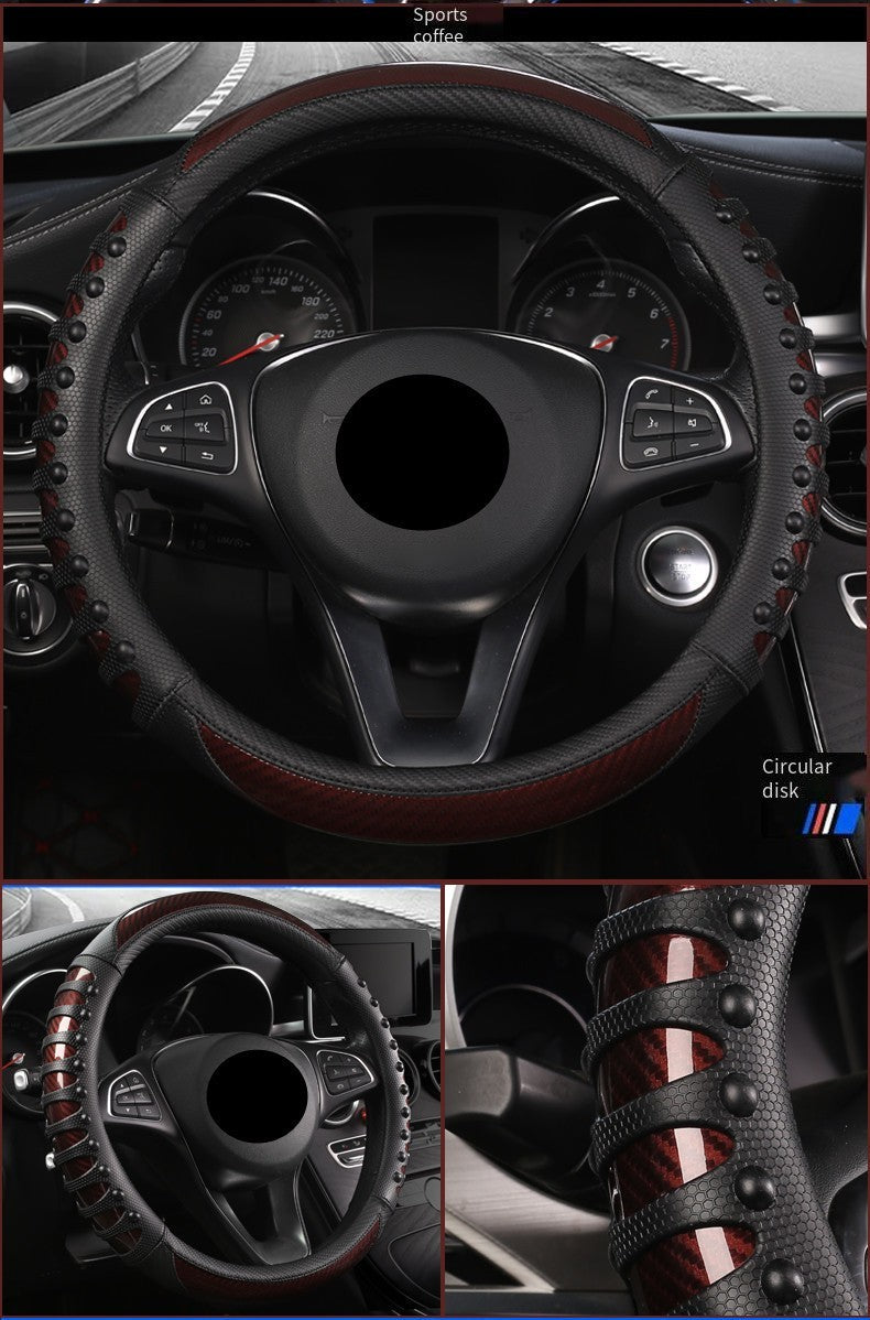 Carbon Fiber 3D Anti Slip Steering Wheel Cover for Truck Bus Summer Use