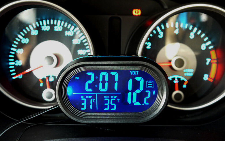 3in1 Car Digital LED Clock Voltmeter Thermometer 12V-24V Battery Voltage Monitor