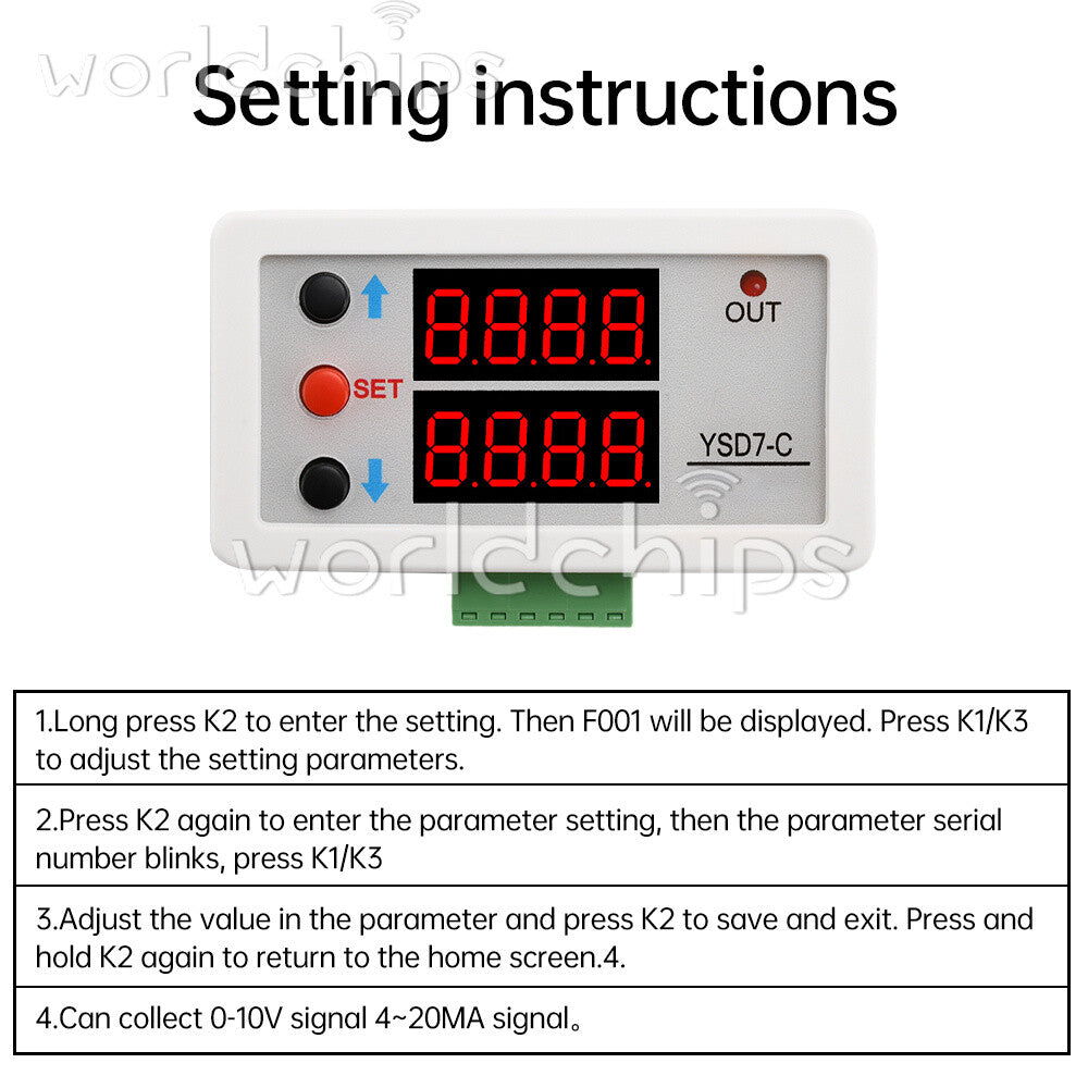 DC0-10V 0-20mA Voltage Current Signal LCD Digital Meter Analog Input Embedded