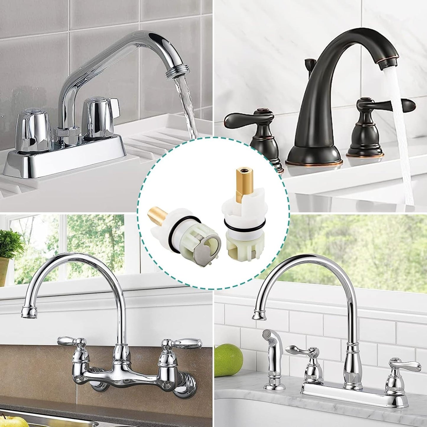RP25513 Faucet Stem Assembly Replacement Kit for Two Handle Faucet Repair Kit wi