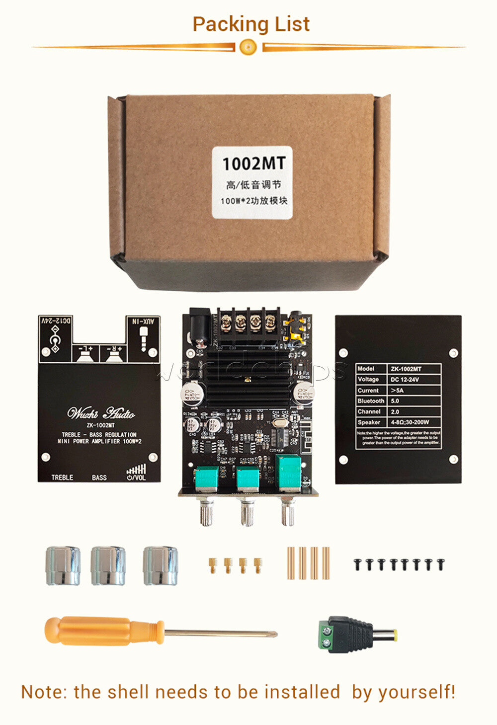1002MT Mini Bluetooth Digital Amplifier Module Stereo Desktop Audio Amp Board