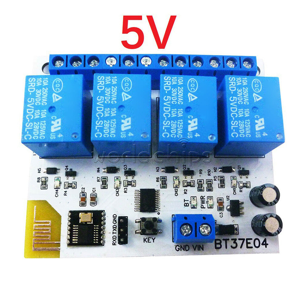 4 Channels BT37E04 Bluetooth BLE Relay Switch Module DC 5V 12V For IOS Android