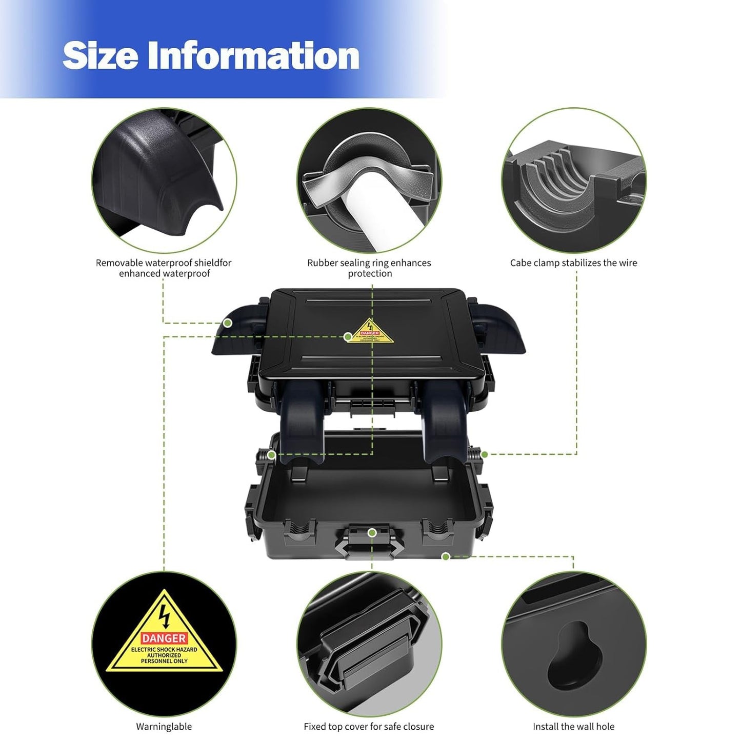 Small Outdoor Electrical Box,Waterproof Extension Cord Cover(Inner 7.3 * 5.1 * 1