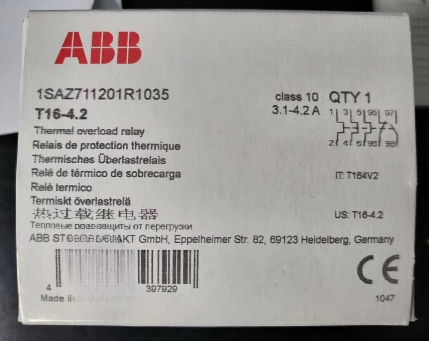 1pc ABB T16-4.2 Thermal Overload Relays 1SAZ711201R1035