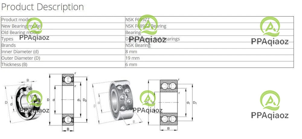 10PCS NSK F689ZZ Deep Groove Ball Bearings 8x19x6mm #P
