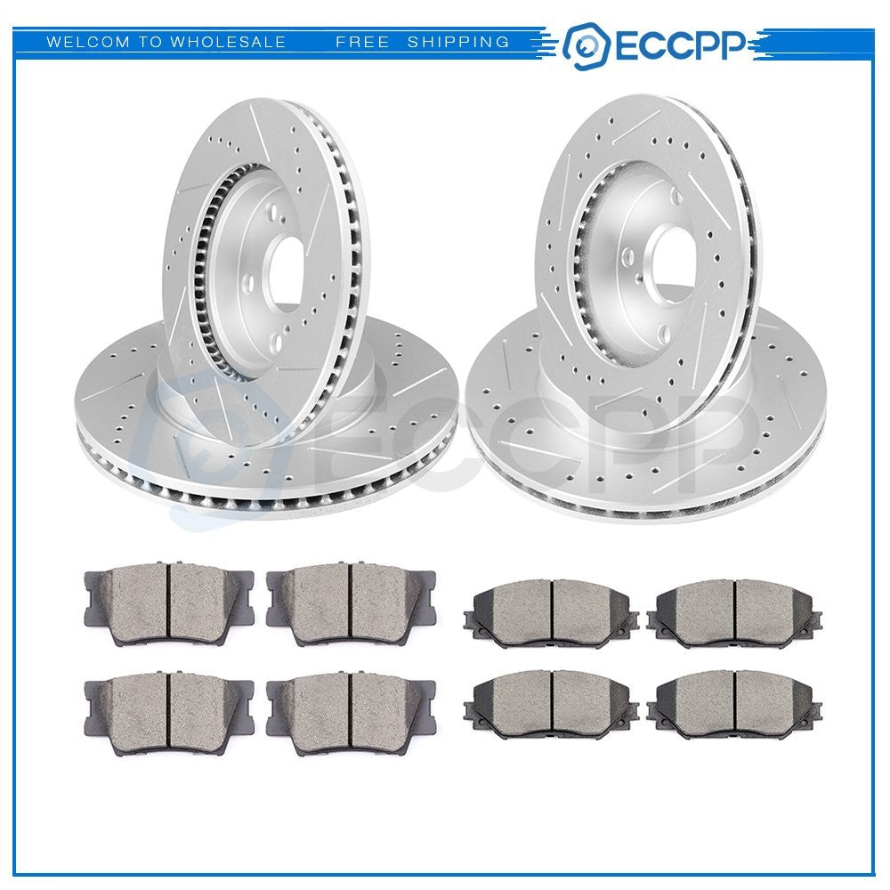 Ceramic Brake Pads And Rotors Front Rear For Toyota RAV4 Limited 2.5L 2011-2015