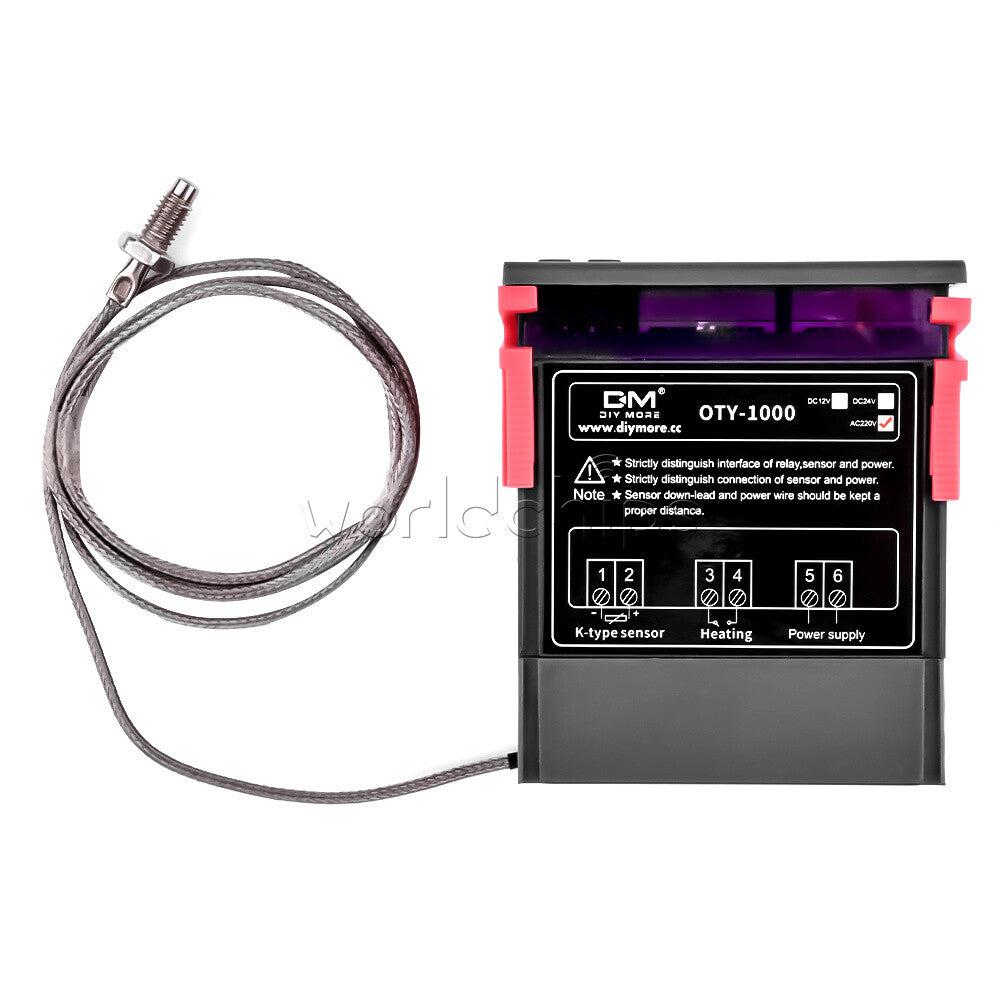 AC 220V Dual Display Digital Temperature Thermostat Controller 0~999℃ + K Senser