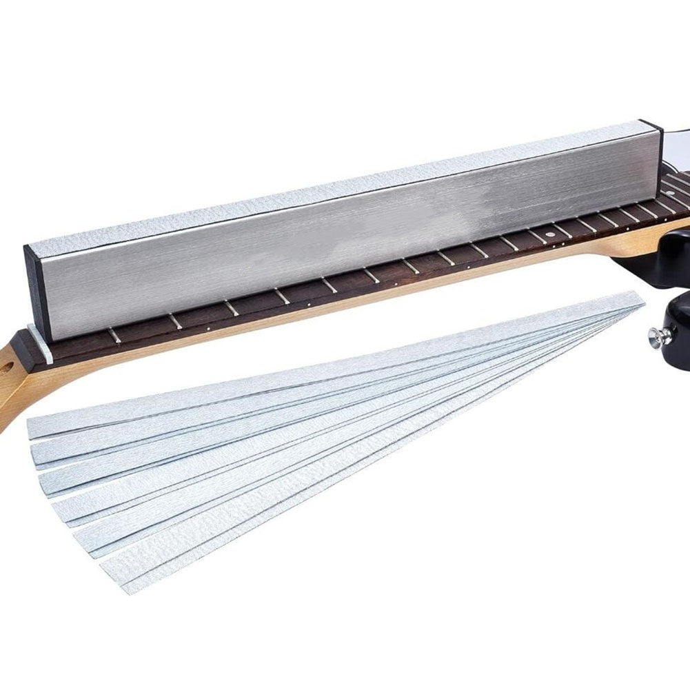 Guitar Luthier Essential Neck Fret Beam Leveling Bar with 6PCS Sanding Sheets
