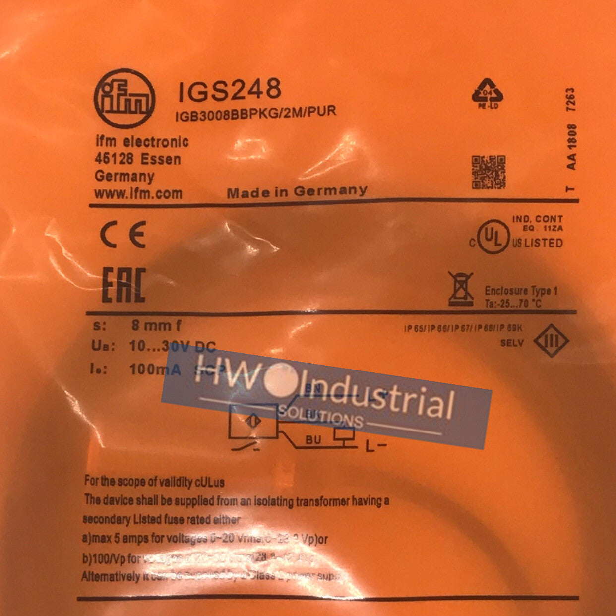 1PC IGS248 IFM Inductive Proximity Switch Sensor