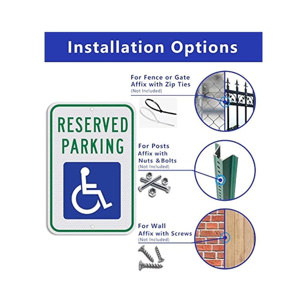 18x12 Inch Handicap Parking Sign, ADA Symbol, Reflective Aluminum, Weatherproof