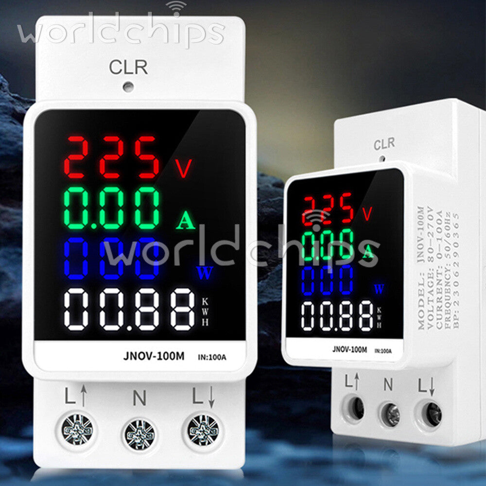 4IN1 Din Rail AC110V 220V 100A Voltage Current KWH Electric Energy Monitor Meter