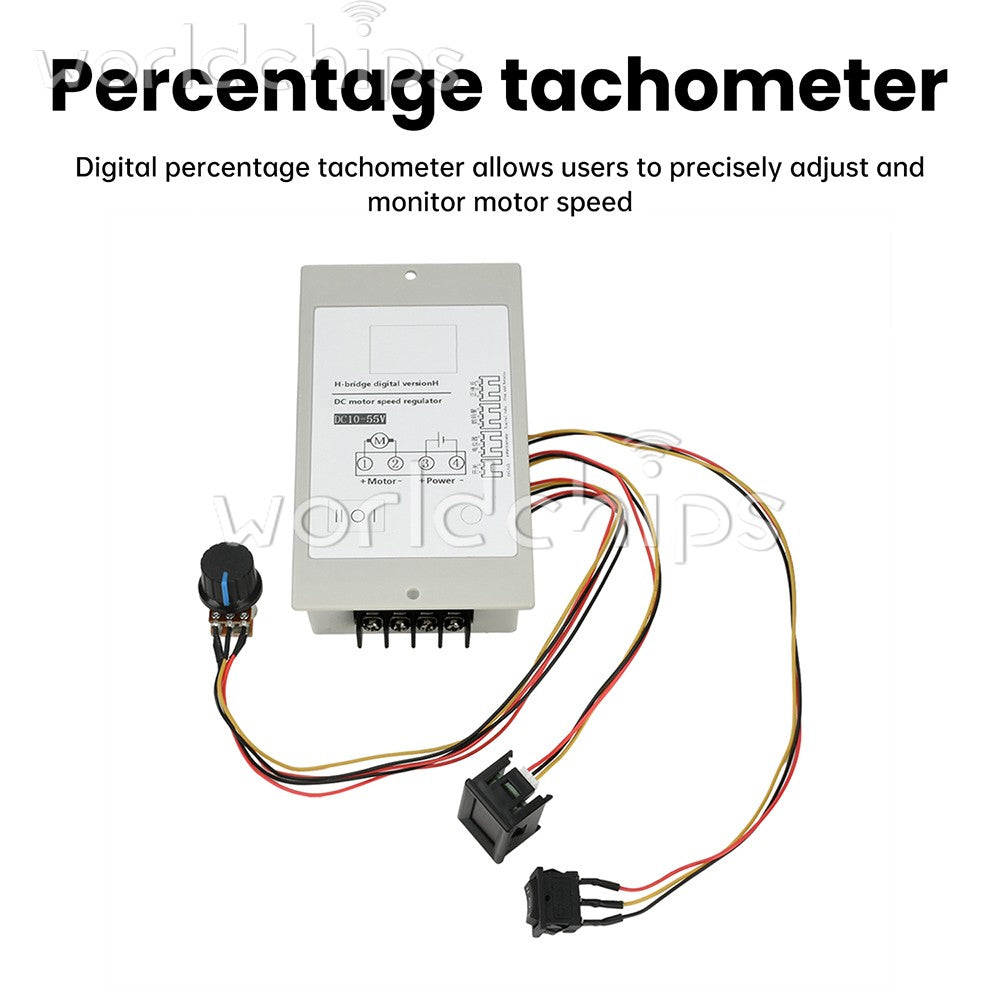 DC 10-55V 20A H-Bridge DC Brushed Motor Speed Controller with Digital Tachometer