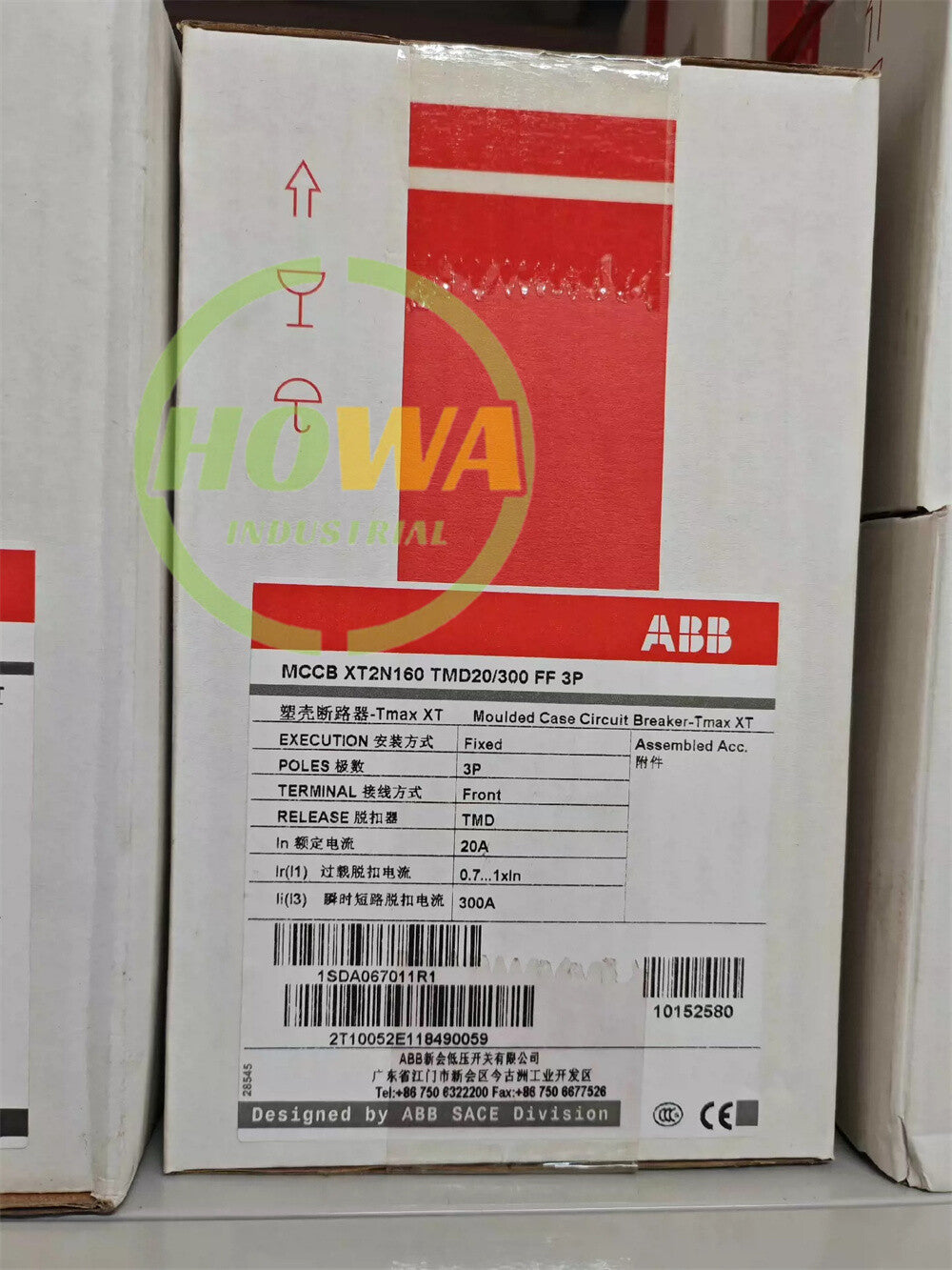 1/piece ABB 20A Molded Case Circuit Breaker MCCB XT2N160 TMD20/300 FF 3P