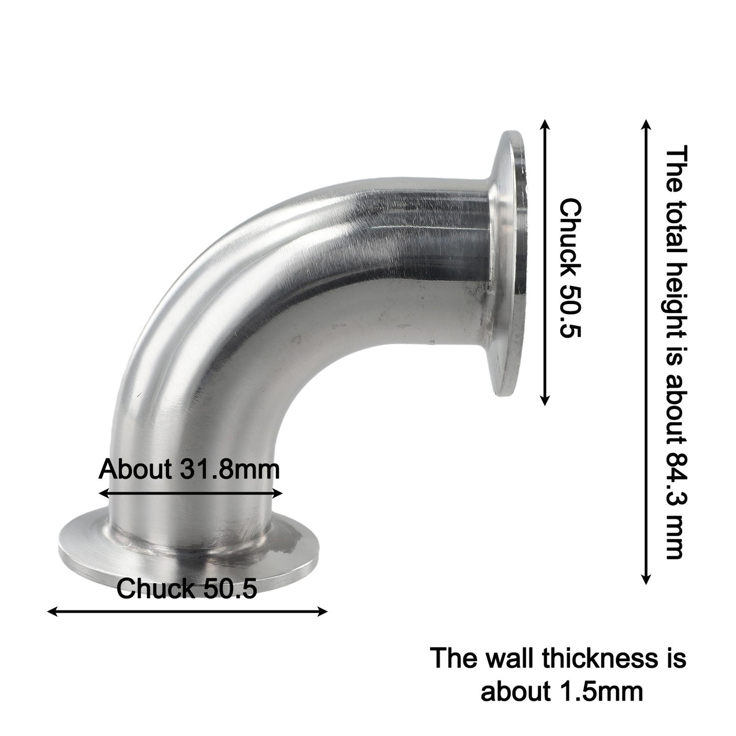 Sanitary Elbow Pipe Connector 90 Degree for Food and Beverage Industry