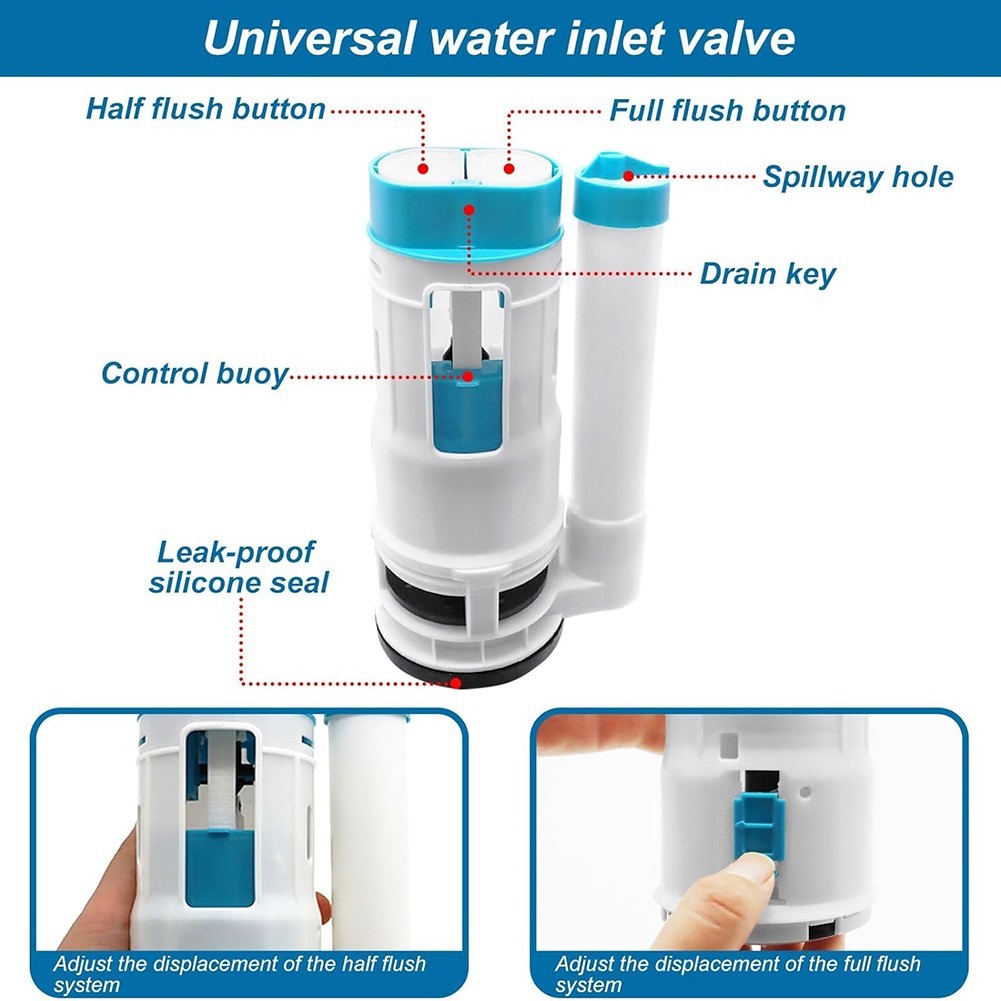 Toilet Flush System Replacement Kit with Dual Flush Mechanism Adjustable Valve
