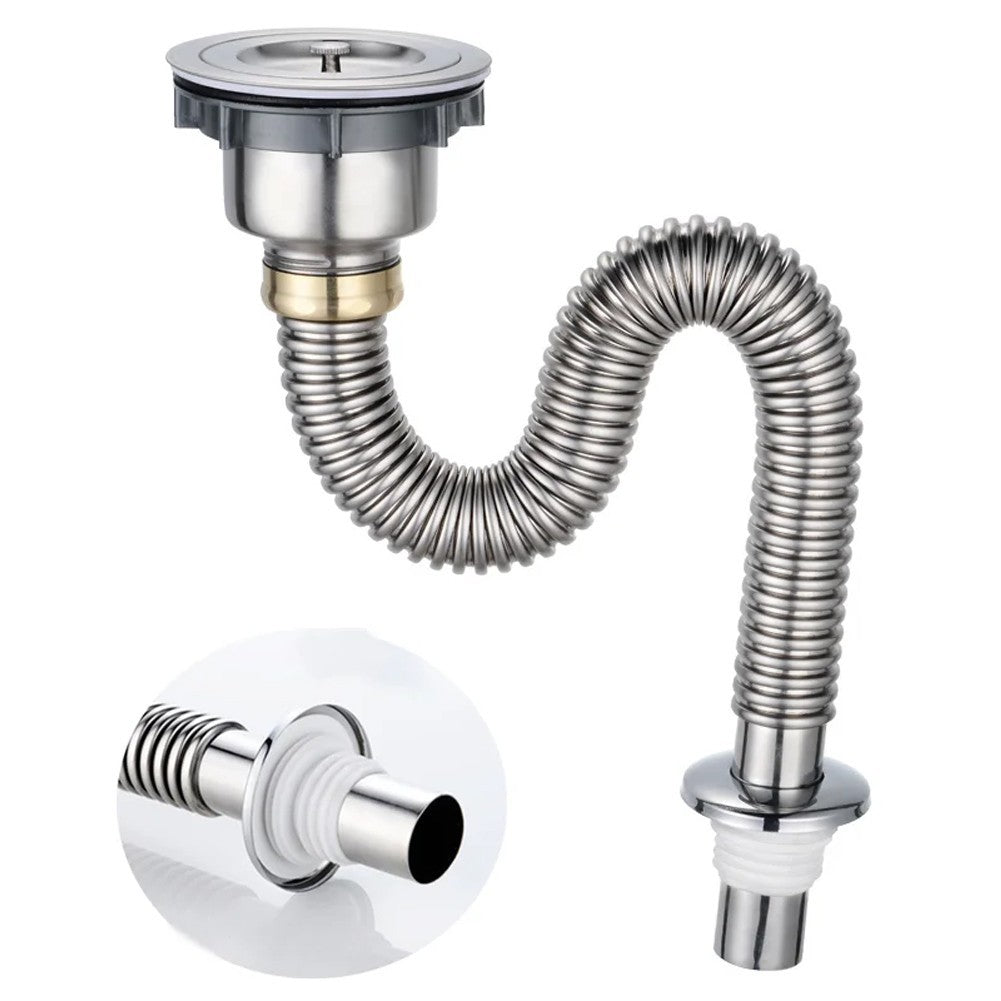 Quick Drainage Stainless Steel Kitchen Sink Drain Pipe with Sealing Lid