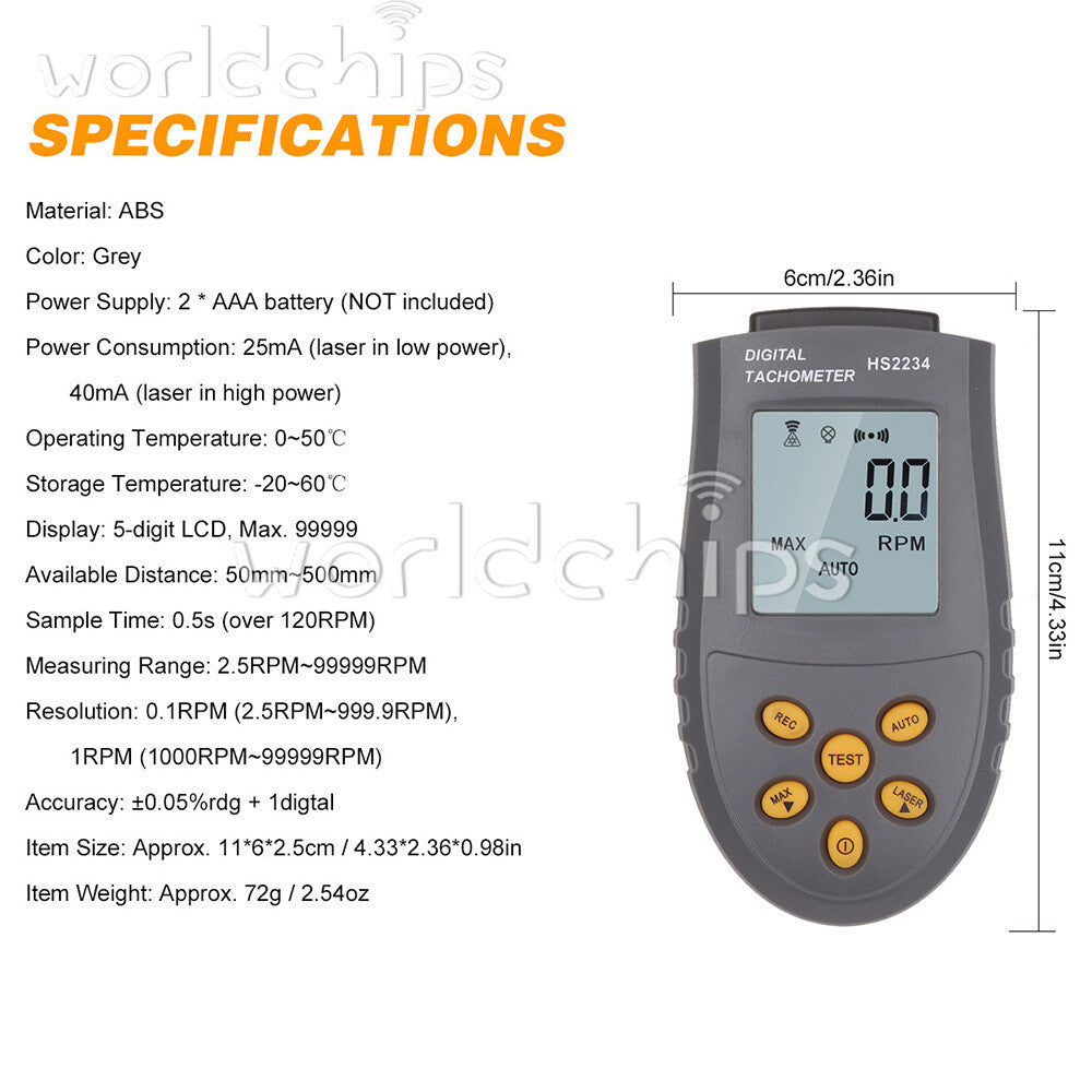 HS2234 Tachometer NonContact Digital Display Speedometer Digital Tachometers