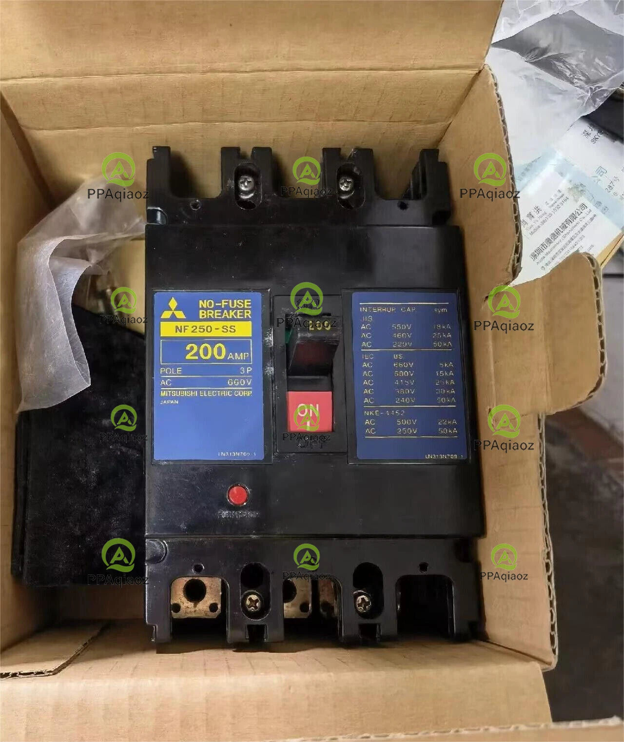 MITSUBISHI    NF250-SS  NO-FUSE BREAKER 3P 660VAC 250A .  IN OPEN BOX .