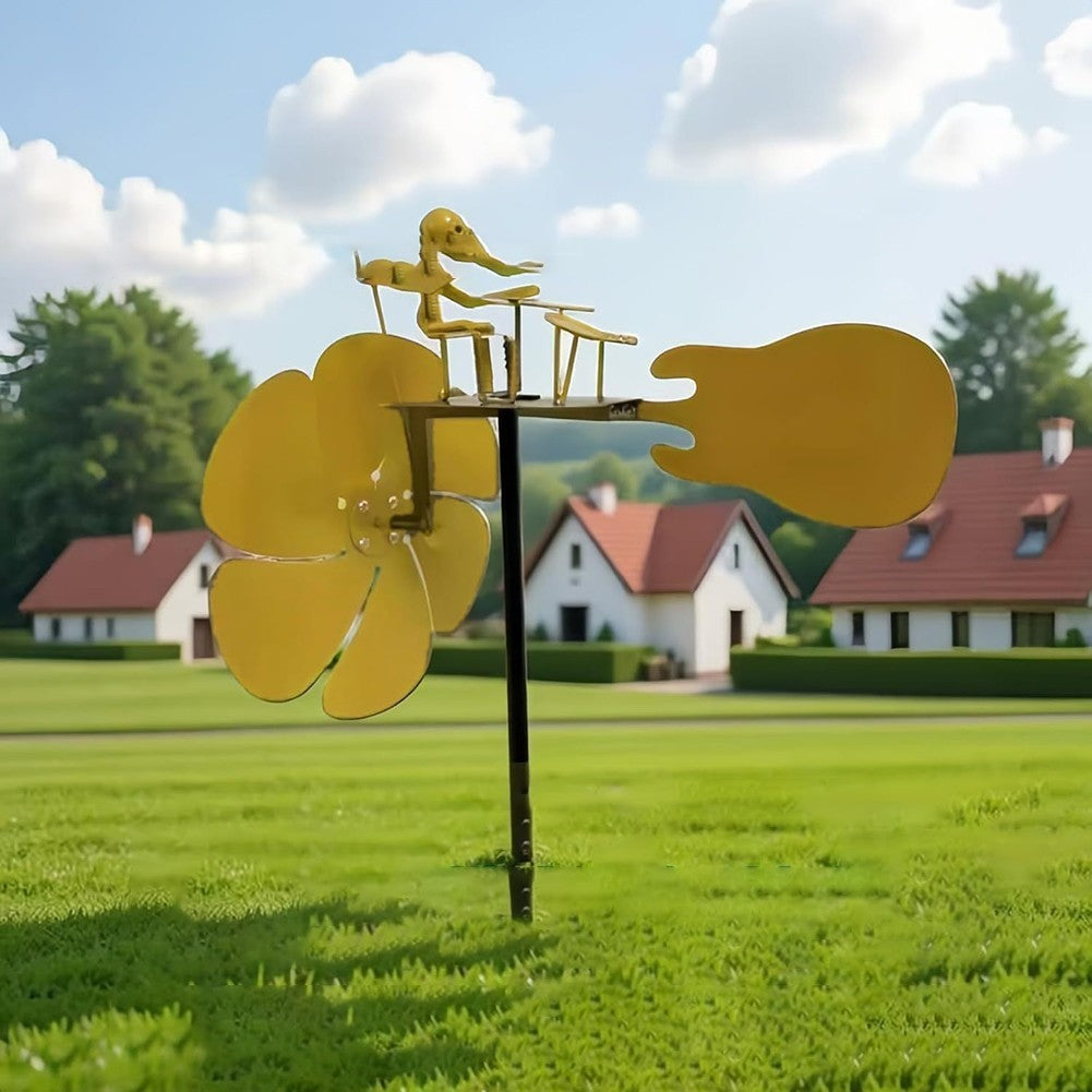 Outdoor Handmade Metal Drummer Windmill Garden Art with Realistic Movement