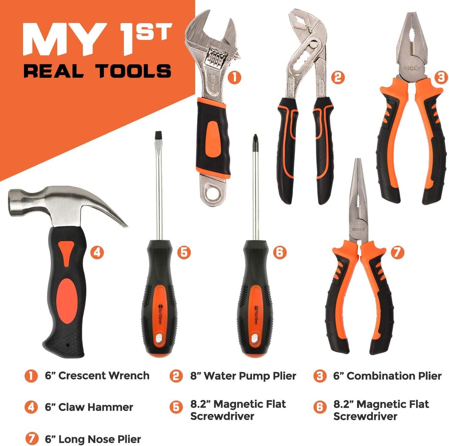 95-Piece Kids Real Tool Set, Includes Tool Belt & Bag, for DIY & Learning