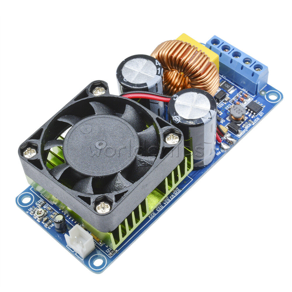 500W IRS2092S Mono Channel Class D Digital Amplifier Board HiFi Power Amp w/ FAN