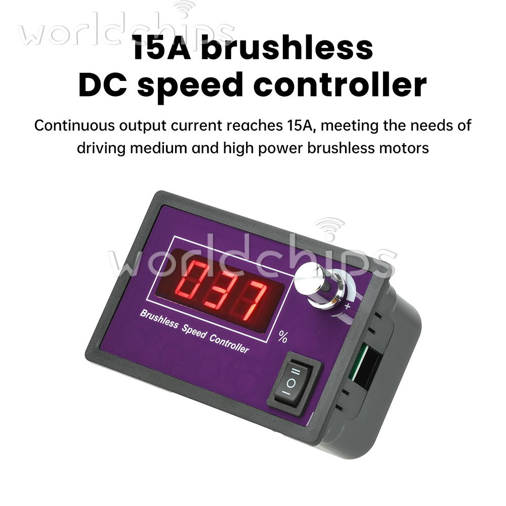 10-55V15A Brushless DC Speed Controller 3-Phase Motor Controller Forward/Reverse