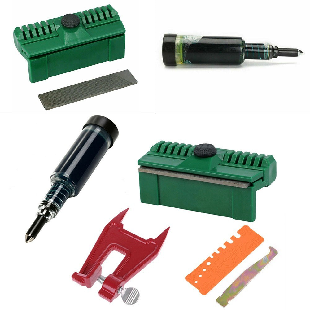 5pcs Chainsaw Guide Bar Maintenance Kit Groove Rail Dresser Grease Tool Cleaner