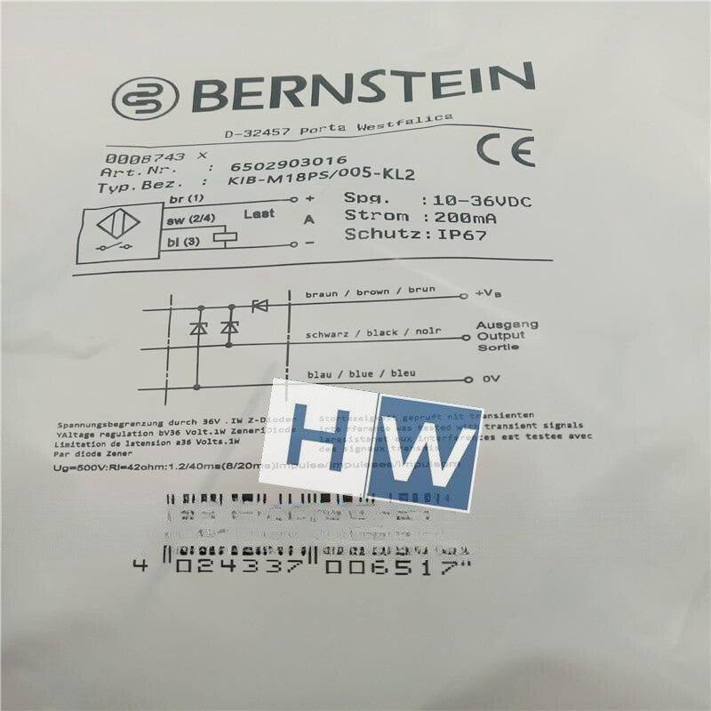 1PC BERNSTEIN Proximity Switch KIB-M18PS-005-KL2 Inductive Sensor
