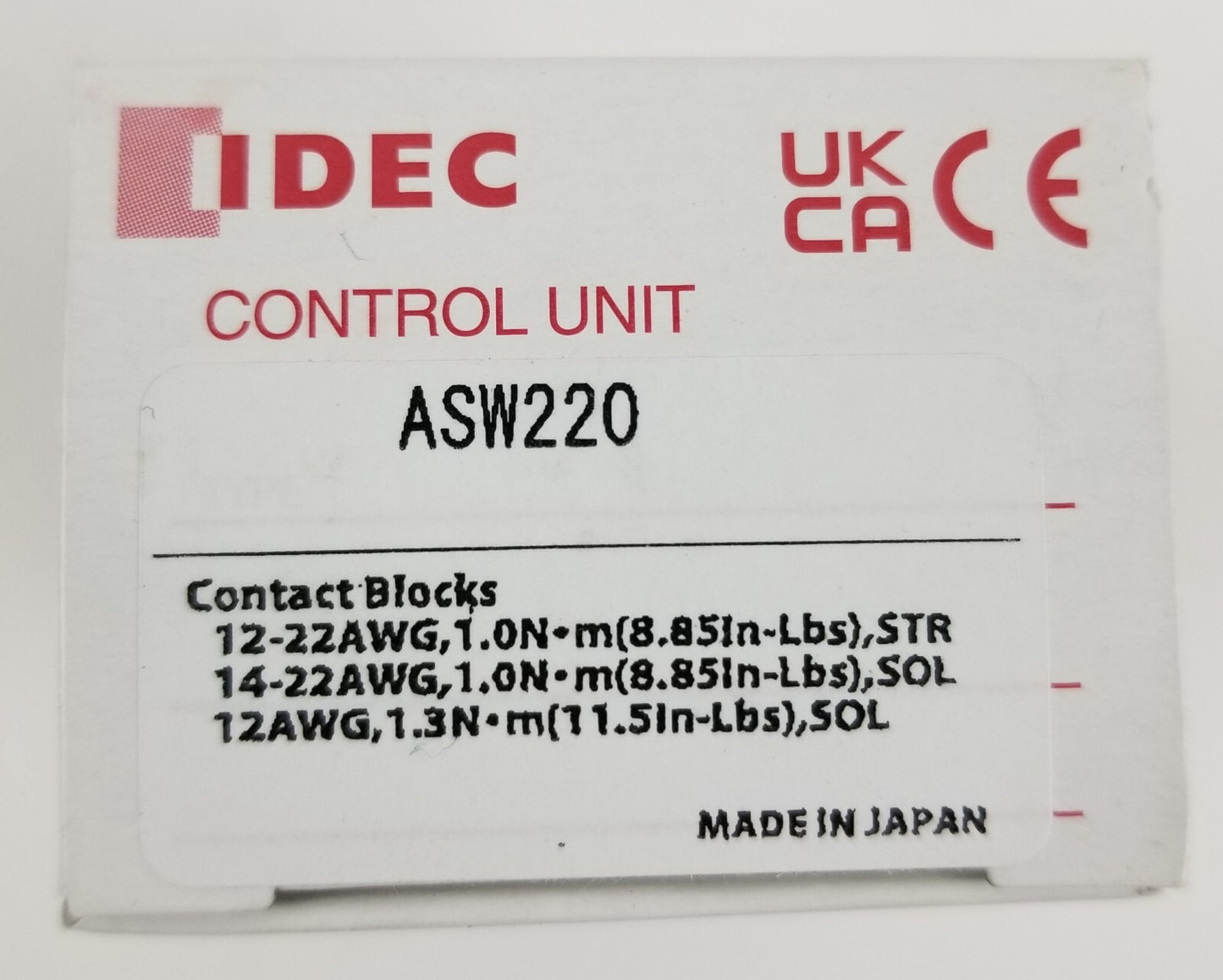 1PCS  IDEC ASW220 Selector Switch 2-Position Maintained 2NO Panel Mnt 22mm