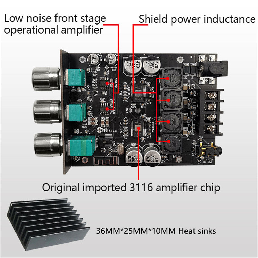 Bluetooth 5.0 160WX2 High Power Bass Audio Amplifier Module TDA7498E TPA3116D2