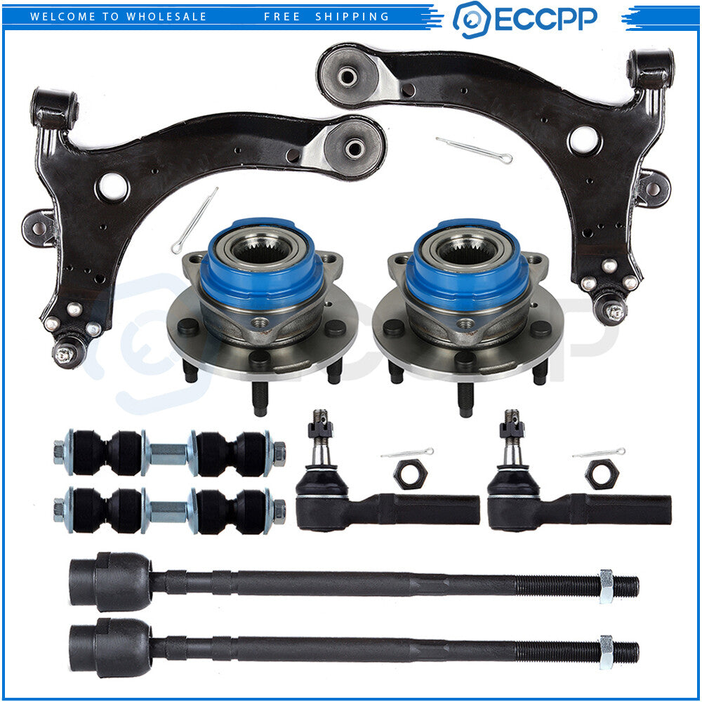 10Pcs Front Control Arm Ball Joint Tie Rod End Sway Bar For 03-05 Buick Century
