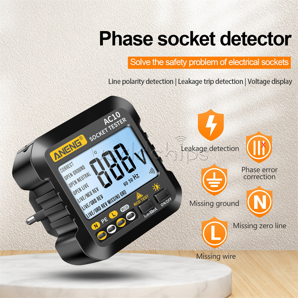 ANENG AC10 Socket Tester Voltage Test Zero Line Plug Polarity Phase Detector