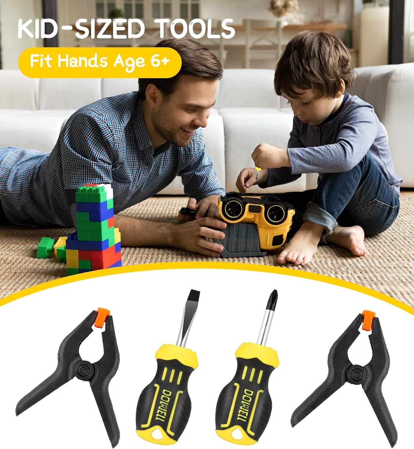 DOWELL Kids Tool Set with Tool Bag Including Real Metal Hand Tools for Boys& Gir