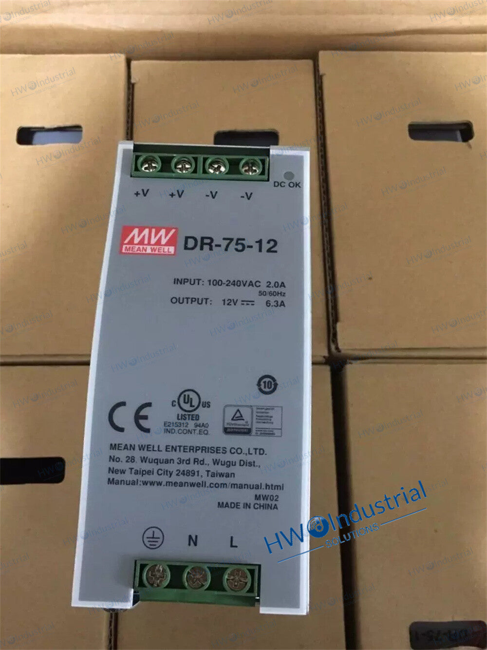 1/piece DR-75W-12 12V 6.3A Rail Type MEAN WELL Switching Power Supply